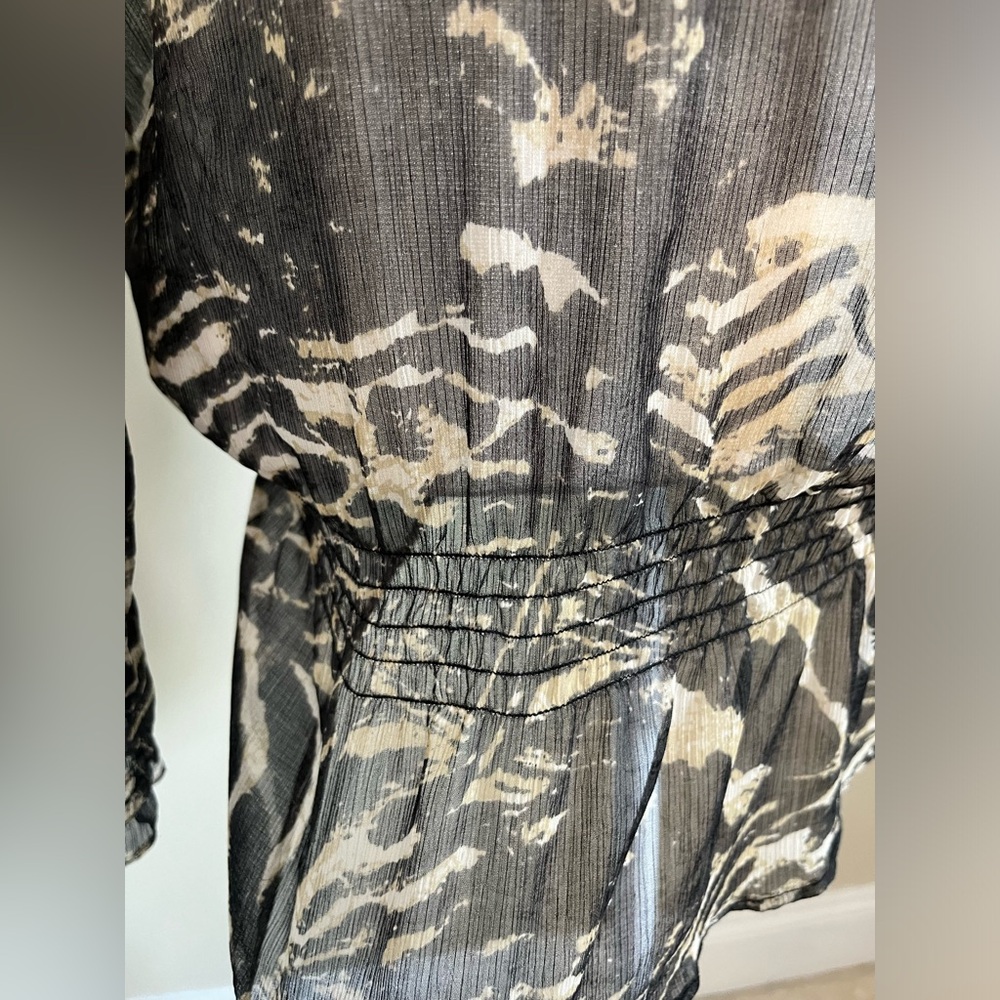 Cache Sheer Grey And Black Beaded Blouse - image 3